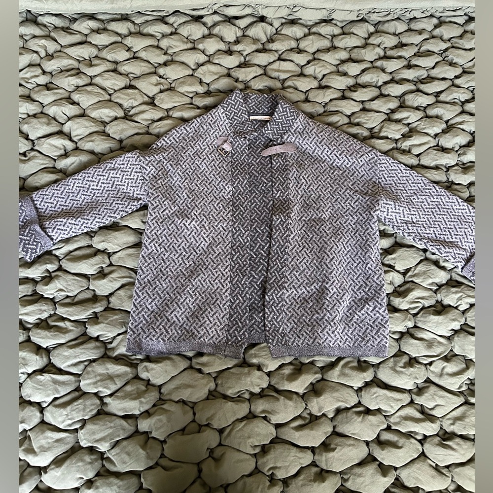 Women's Gray Geometric Pattern Wool Jacket - image 1